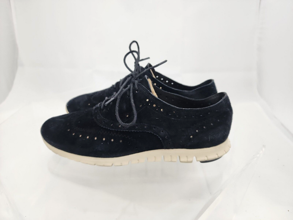 Cole Haan ZeroGrand Black Suede Wing Lace Up Woman 7 Sneakers/Oxford Shoe D44060